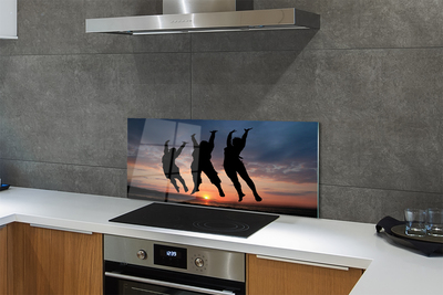 Painel de vidro Pessoas pôr do sol nuvens