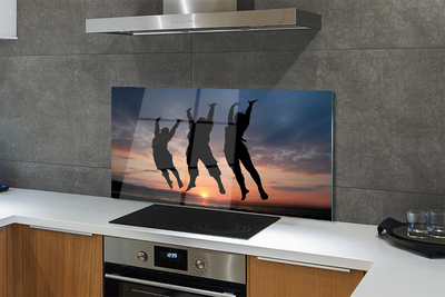 Painel de vidro Pessoas pôr do sol nuvens