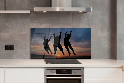 Painel de vidro Pessoas pôr do sol nuvens