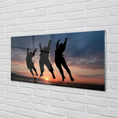 Painel de vidro Pessoas pôr do sol nuvens