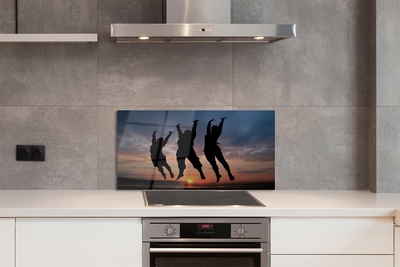 Painel de vidro Pessoas pôr do sol nuvens