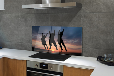 Painel de vidro Pessoas pôr do sol nuvens