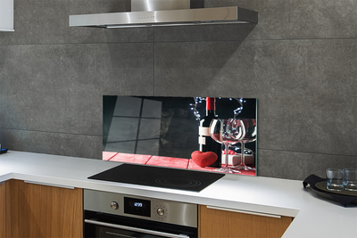 Painel de vidro Taça de vinho em forma de coração