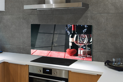 Painel de vidro Taça de vinho em forma de coração