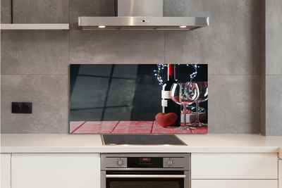 Painel de vidro Taça de vinho em forma de coração