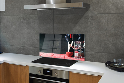 Painel de vidro Taça de vinho em forma de coração