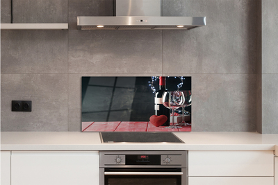 Painel de vidro Taça de vinho em forma de coração