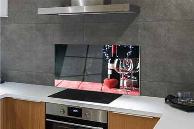 Painel de vidro Taça de vinho em forma de coração