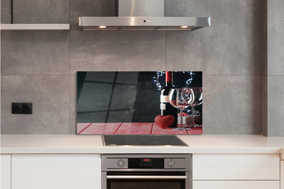 Painel de vidro Taça de vinho em forma de coração