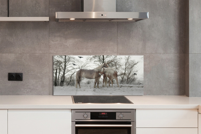 Painel de vidro Unicórnios da floresta de inverno