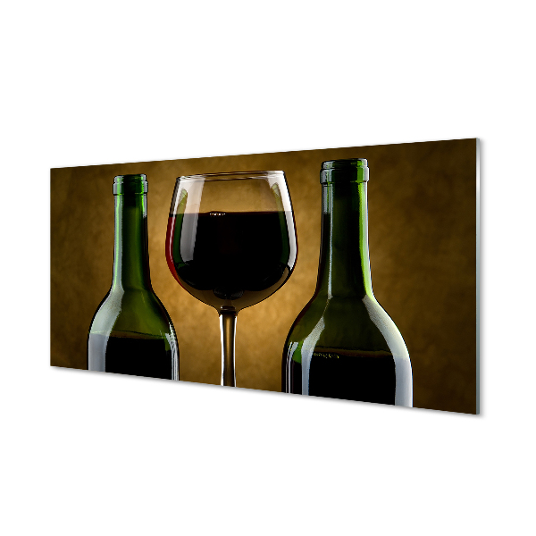 Painel de vidro Uma taça de 2 garrafas de vinho