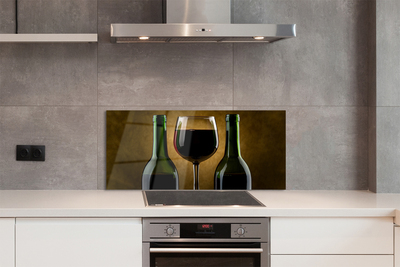 Painel de vidro Uma taça de 2 garrafas de vinho