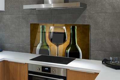 Painel de vidro Uma taça de 2 garrafas de vinho
