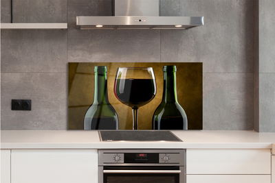 Painel de vidro Uma taça de 2 garrafas de vinho