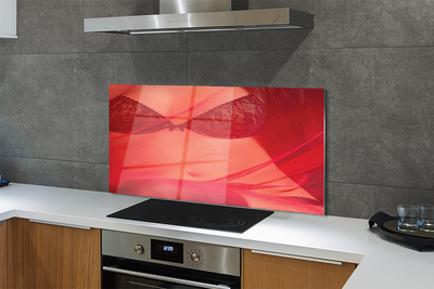 Painel de vidro Mulher sob tule vermelho