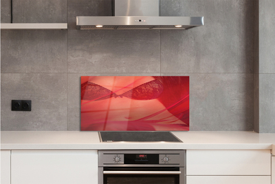 Painel de vidro Mulher sob tule vermelho