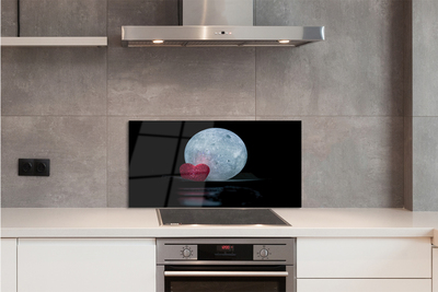 Painel de vidro Coração Lua