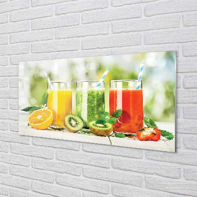 Painel de vidro Smoothies de morango e kiwi