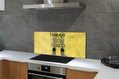 Painel de vidro Inscrição de fundo amarelo com pernas