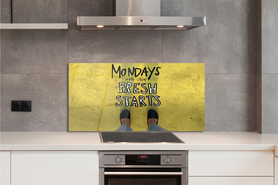 Painel de vidro Inscrição de fundo amarelo com pernas