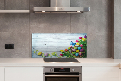 Painel de vidro Ovos tulipas borboleta