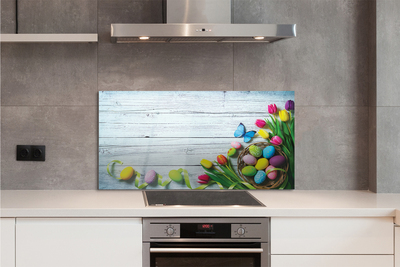 Painel de vidro Ovos tulipas borboleta