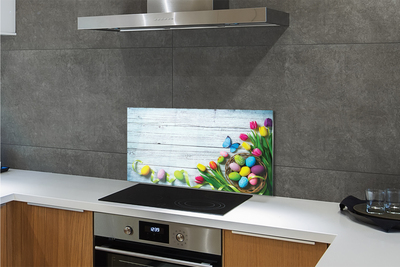 Painel de vidro Ovos tulipas borboleta