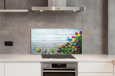 Painel de vidro Ovos tulipas borboleta