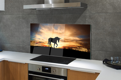 Painel de vidro Pôr do Sol Unicórnio