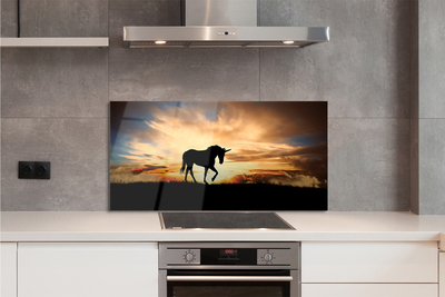 Painel de vidro Pôr do Sol Unicórnio