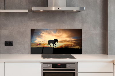 Painel de vidro Pôr do Sol Unicórnio