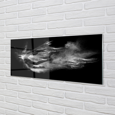 Painel de vidro Mulher balé fumaça fundo cinza