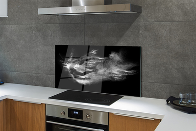 Painel de vidro Mulher balé fumaça fundo cinza