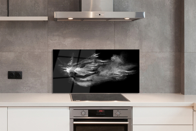 Painel de vidro Mulher balé fumaça fundo cinza