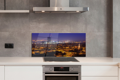 Painel de vidro Panorama noturno da cidade de Gdansk