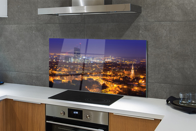 Painel de vidro Panorama noturno da cidade de Gdansk