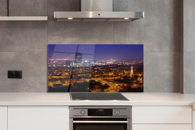 Painel de vidro Panorama noturno da cidade de Gdansk