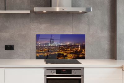 Painel de vidro Panorama noturno da cidade de Gdansk