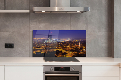 Painel de vidro Panorama noturno da cidade de Gdansk