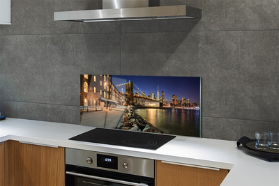 Painel de vidro Arranha-céus do rio noturno