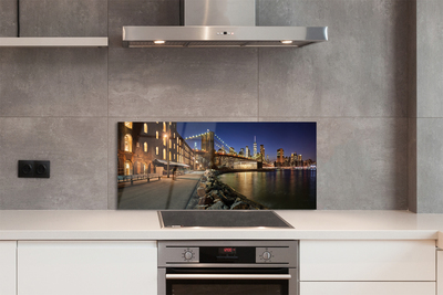 Painel de vidro Arranha-céus do rio noturno