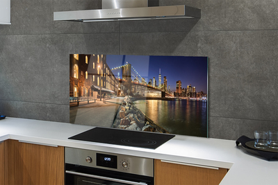 Painel de vidro Arranha-céus do rio noturno