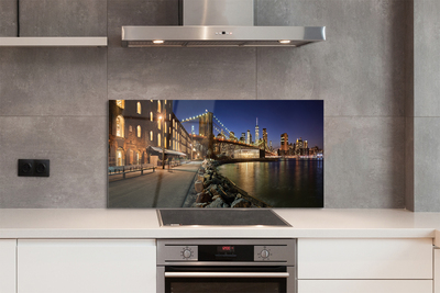 Painel de vidro Arranha-céus do rio noturno