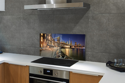 Painel de vidro Arranha-céus do rio noturno