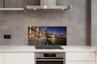 Painel de vidro Arranha-céus do rio noturno