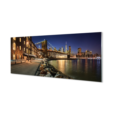 Painel de vidro Arranha-céus do rio noturno