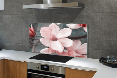 Painel de vidro flores cor de rosa