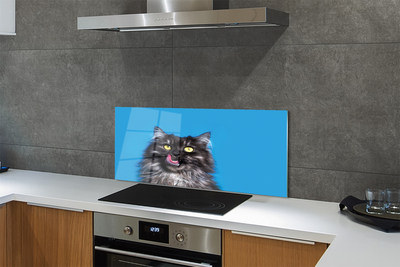 Painel de vidro Um gato lambendo