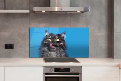 Painel de vidro Um gato lambendo