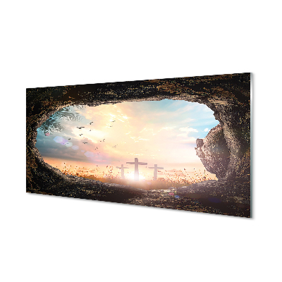 Painel de vidro Caverna cruza pássaros